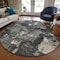 Homeroots 8' Black Gray And Ivory Round Abstract Washable Indoor Outdoor Area Rug 596844 - alternate 2