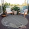 Homeroots 8' Black And Ivory Round Geometric Washable Indoor Outdoor Area Rug 612108 - alternate 2