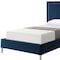 Homeroots Navy Blue Solid Wood Twin Upholstered Velvet Bed with Nailhead Trim 544793 - alternate 2