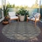 Homeroots 8' Black And Beige Round Geometric Washable Indoor Outdoor Area Rug 599606 - alternate 2