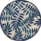 Homeroots 4' Navy Blue And Ivory Round Botanical Leaves Indoor Outdoor Area Rug 546638 - alternate 1