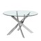 Homeroots 54" Clear and Silver Glass and Metal Cross Leg Base Round Top Dining Table 555137 - alternate 1