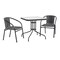 Flash Furniture Square Metal Table, Sqr w/Rattan Chairs, Gray, 28", Aluminum, Glass, Metal, Plastic, Rattan, Clear TLH-073SQ-037GY2-GG - alternate 1