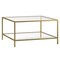 Homeroots 32" Gold Glass And Steel Square Coffee Table With Shelf 520951 - alternate 1