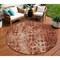 Homeroots 8' Orange Round Ikat Washable Indoor Outdoor Area Rug 576997 - alternate 1