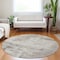 Homeroots 8' Beige And Gray Round Abstract Washable Indoor Outdoor Area Rug 602685 - alternate 2
