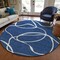 Homeroots 8' Navy Blue And Ivory Round Abstract Washable Indoor Outdoor Area Rug 597495 - alternate 2