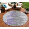 Homeroots 8' Purple Ivory And Charcoal Round Abstract Washable Indoor Outdoor Area Rug 582400 - alternate 1