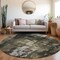 Homeroots 8' Charcoal And Black Round Abstract Washable Indoor Outdoor Area Rug 603163 - alternate 2