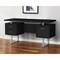 Homeroots 60" Black and Gray Wood and Metal Sled Computer Desk With Three Drawers 489925 - alternate 2