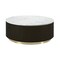 Homeroots 35" White Espresso and Gold Faux Marble Solid Wood and Steel Round Drum Coffee Table 714207 - alternate 1