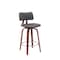 Armen Living Pico 26in Swivel Walnut Wood Counter Stool in Gray Faux Leather with Chrome LCPIBAWAGRY26 - alternate 1