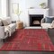 Homeroots 9' X 12' Red And Brown Geometric Washable Indoor Outdoor Area Rug 598302 - alternate 2