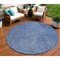 Homeroots 8' Navy Blue Gray And Ivory Round Abstract Washable Indoor Outdoor Area Rug 597030 - alternate 1