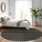Homeroots 8' Black And Taupe Round Striped Washable Indoor Outdoor Area Rug 610518 - alternate 2