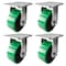 Hyw Products Heavy Duty Caster Set 5in Green Polyurethane on Cast Iron Wheels, 4 Rigid, 4PK 40-50R-A1-PC-4 (G) - alternate 1