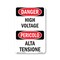 Signmission Safety Sign, OSHA Danger, 5" Height, High Voltage Bilingual, D-35-VI-1327 OS-DS-D-35-VI-1327 - alternate 1