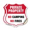 Signmission Private Property Shield Sign No Camping, 6 inch X 6 inch, Vinyl Decal, 2PK SHI-D-2PACK-6-441 - alternate 1