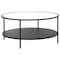Homeroots 36" Black Glass And Steel Round Coffee Table With Shelf 520958 - alternate 3