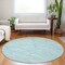 Homeroots 8' Aqua And Ivory Round Abstract Washable Indoor Outdoor Area Rug 601022 - alternate 3