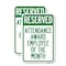 Signmission Reserved Attendance Award Employee of the Month, 12'' X 18'' 2 Signs, Heavy Gauge Aluminum, 2PK A-1218-2PACK-23219 - alternate 1