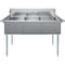 Amgood 59 in. x 23.5 in. Stainless steel Three Compartment Sink with 18 in. x 18 in. Bowls SINK S3C-181812-Z - alternate 2