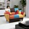 Homeroots 46in Yellow and White And Brown Linen Geometric Futon Convertible Sleeper Loveseat and Toss Pillows 484411 - alternate 2