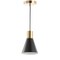 Jonathan Y Apollo 6" 1-Light Mid-Century Modern Iron LED Pendant, Black/Brass Gold JYL6131A - alternate 3