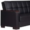 Homeroots 87" Black Faux Leather Convertible Futon Sleeper Sofa And Toss Pillows With Storage 607104 - alternate 2