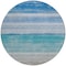 Homeroots 8' Sky Blue Round Striped Washable Indoor Outdoor Area Rug 608141 - alternate 3