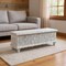 Homeroots 54" White Solid Wood Medallion Storage Ottoman 642286 - alternate 2