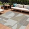Homeroots 9' X 12' Khaki And Silver Geometric Washable Indoor Outdoor Area Rug 617924 - alternate 1