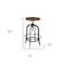 Homeroots Brown and Black Solid Wood and Metal Backless Adjustable Height Swivel Bar Chair 554617 - alternate 1