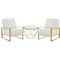 Leisuremod Jefferson Leather Armchair with Gold Frame and Octagon Coffee Table with Geometric Base, White JAG29MD23W2-L - alternate 1