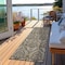 Homeroots 8' Taupe And Beige Damask Washable Indoor Outdoor Runner Rug 563890 - alternate 4