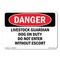 Signmission Livestock Guardian Dog On Duty Do Not Enter ANSI, 14 Inch X 10 Inch, Aluminum Metal Sign OS-DS-A-1014-L-2150 - alternate 1