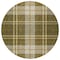 Homeroots 8' Olive Green Gold And Brown Round Plaid Washable Indoor Outdoor Area Rug 596353 - alternate 2