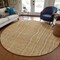 Homeroots 8' Gold Gray And Ivory Round Striped Washable Indoor Outdoor Area Rug 597387 - alternate 2