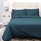 Homeroots Navy Blue Queen 100% Cotton 300 Thread Count Washable Duvet Cover Set 528529 - alternate 2