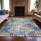 Homeroots 3' X 5' Navy Blue And Beige Geometric Washable Indoor Outdoor Area Rug 632005 - alternate 2