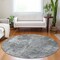 Homeroots 8' Round Gray Round Abstract Washable Non Skid Indoor Outdoor Area Rug 564265 - alternate 2
