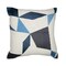 Homeroots 24" Ivory and Blue Geometric Cotton Blend Throw Pillow  With Embroidery 549427 - alternate 1
