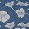 Homeroots 8' Navy Blue And Gray Round Floral Washable Indoor Outdoor Area Rug 600026 - alternate 2