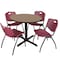 Regency Round Cain Breakroom Table W/ 4 M Stack Chairs, 36 in W, 36 in L, Noble Oak TB36RNDNO47BY - alternate 1