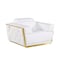 Homeroots 47" White and Gold Italian Leather Club Chair 551606 - alternate 2