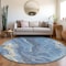 Homeroots 8' Blue Gold And Ivory Round Abstract Washable Indoor Outdoor Area Rug 618198 - alternate 2