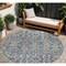 Homeroots 8' Denim Blue Beige And Brown Round Floral Washable Indoor Outdoor Area Rug 605851 - alternate 1