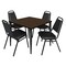 Regency Square Kahlo Breakroom Table W/ 4 Restaurant Stack Chairs, 36 in W, 36 in L, Neo Walnut TPL3636NWBK29BK - alternate 1