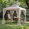 Sunjoy 8 ft x 8 ft Patio Gazebo, Modern 2-Tier Steel Frame Soft Top Gazebo with Netting - Grey & Khaki A101003610 - alternate 1