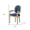 Homeroots Tufted Navy Blue and Brown Upholstered Linen Dining Arm Chair 535373 - alternate 2